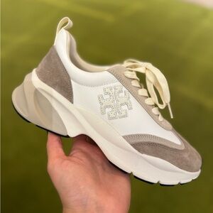 Tory Burch Good Luck Trainer‎ Sneakers, White / New Ivory / Cerbiatto, 83833